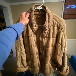 Dolman Quilted Knit Jacket - Tan